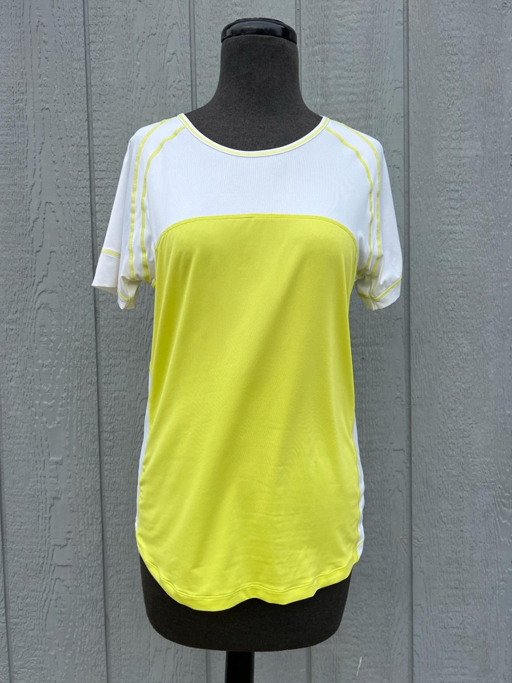 Brooks Equilibrium Technology Short Sleeve Running Tee, Lime Green and White, L - Picture 2 of 10